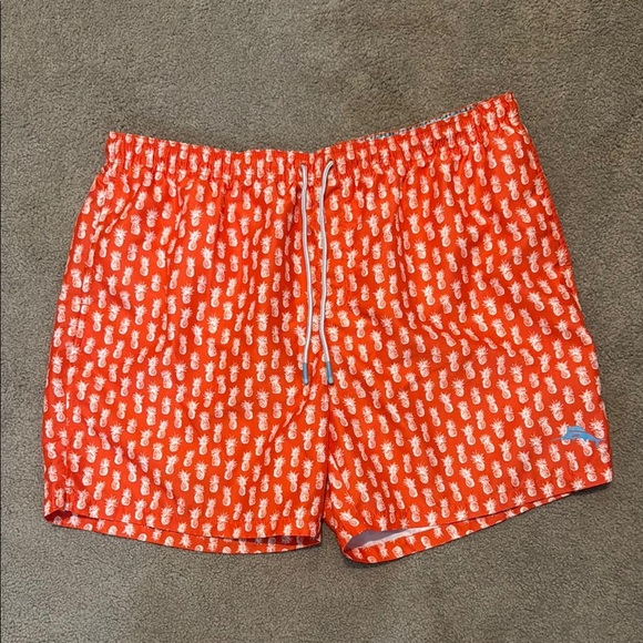 Tommy Bahama Bright Orange Pineapple Swim Shorts - Picture 1 of 8